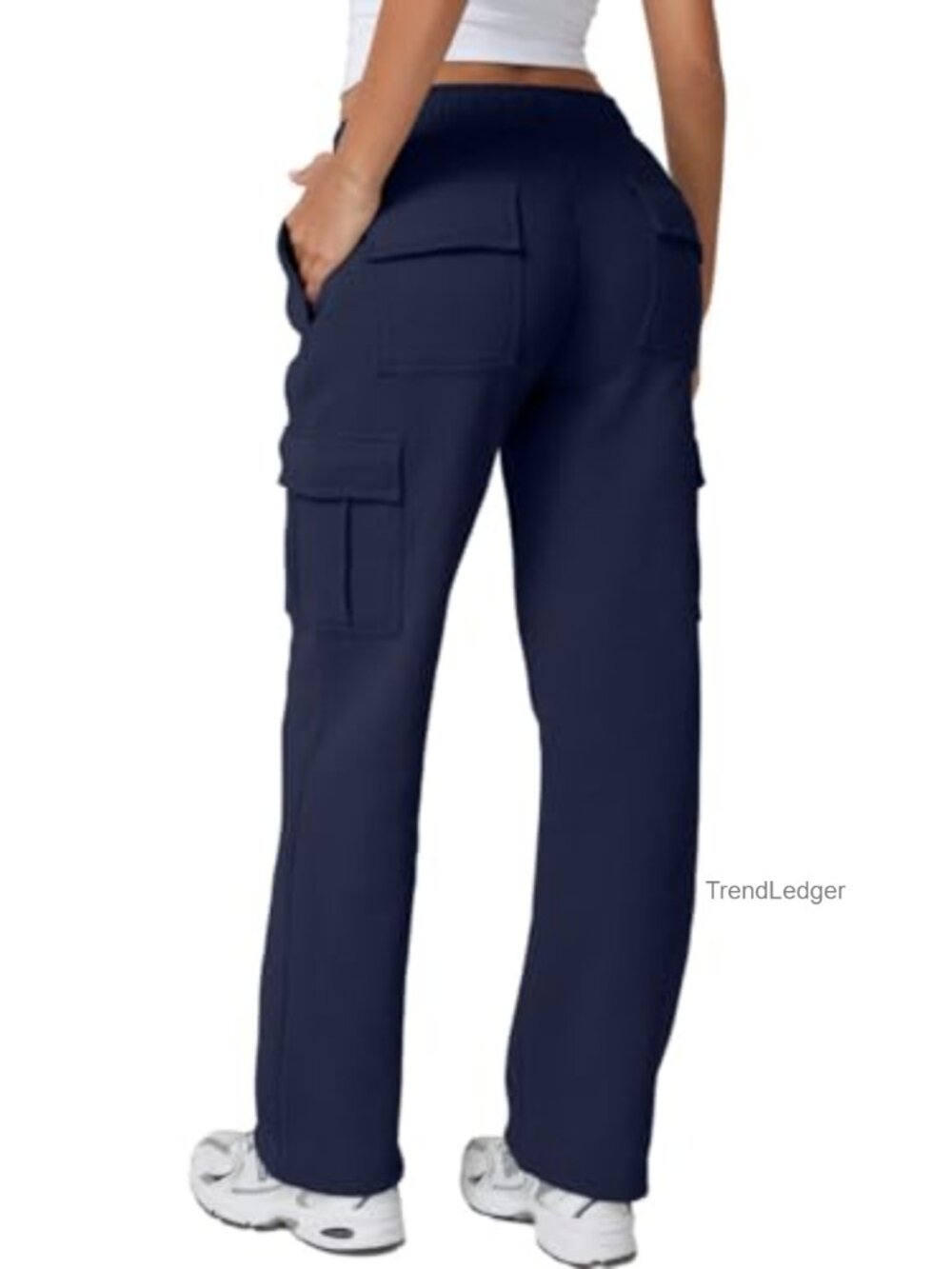 Womens Cotton Fleece Baggy Cargo Sweatpants with Pockets